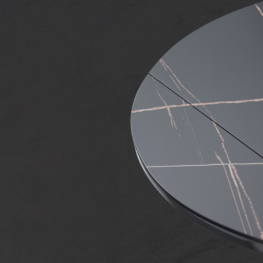 7 Pcs Modern Dining Room Set with Round Table and 4 Legs Base Dining Set with Armless Chairs