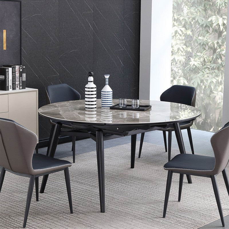 Modern Metal Dining Room Set Standard Height Black Legs Dining Set with Rectangle Table