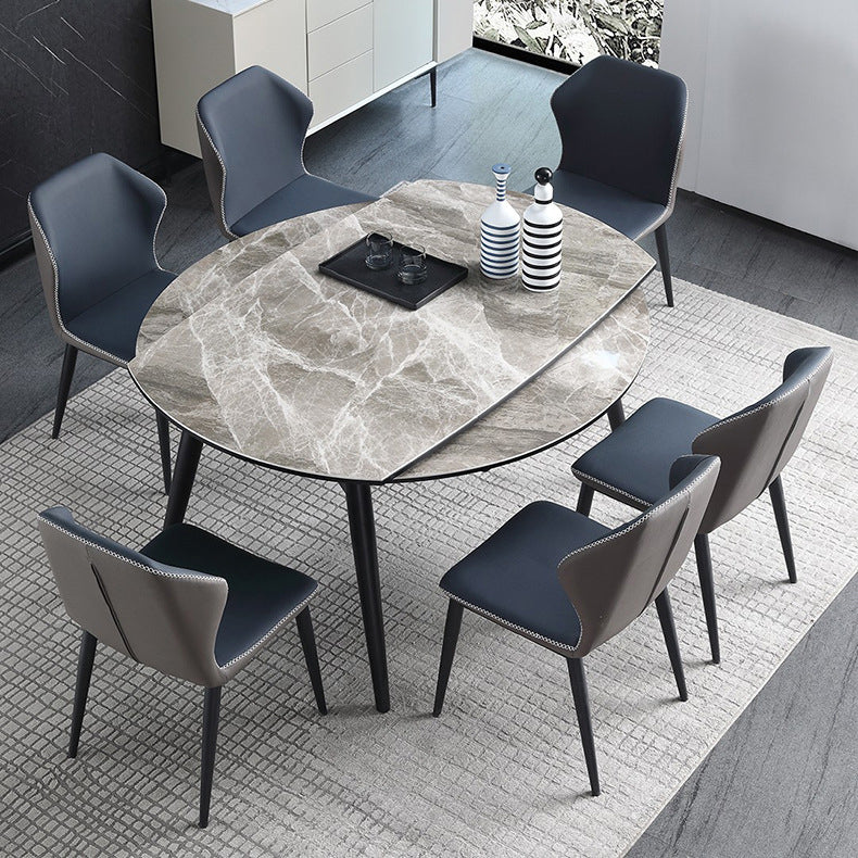 Modern Metal Dining Room Set Standard Height Black Legs Dining Set with Rectangle Table
