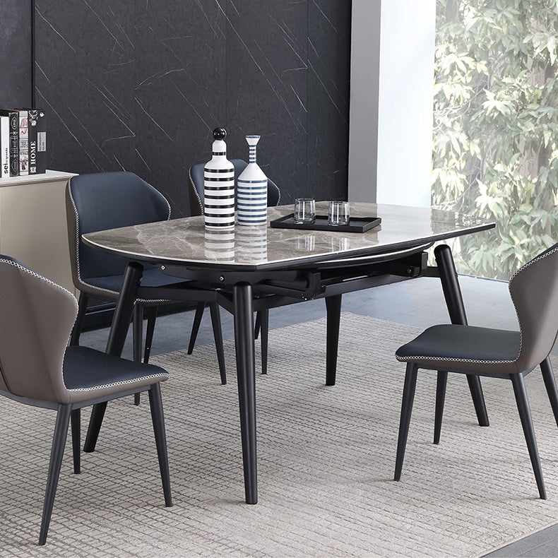 Modern Metal Dining Room Set Standard Height Black Legs Dining Set with Rectangle Table