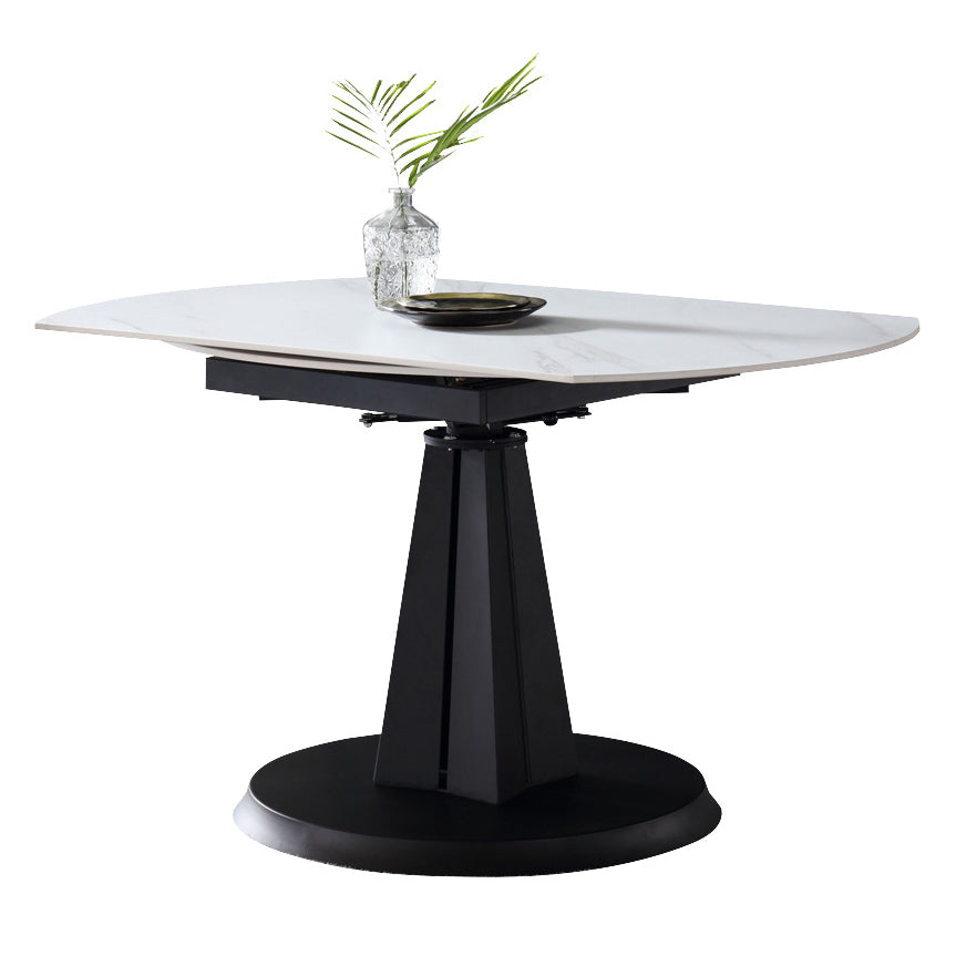 Metal Modern Comedor juego con mesa redonda y base de comedor de base de pedestal con sillas de ala