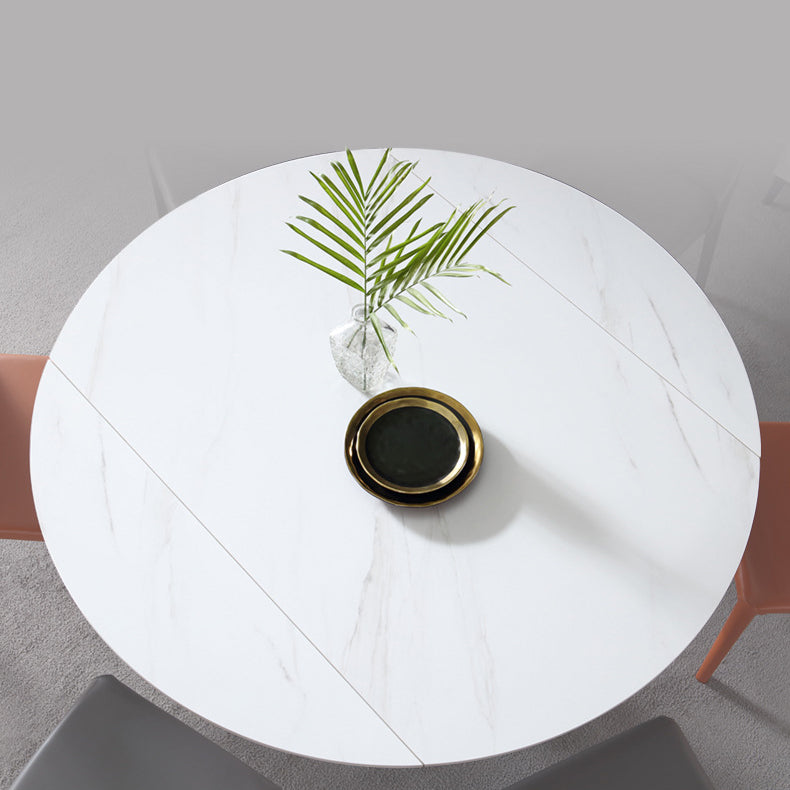 Metal Modern Comedor juego con mesa redonda y base de comedor de base de pedestal con sillas de ala