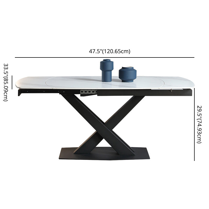 Extendable Modern Kitchen Sintered Stone Furniture Standard Height Dining Room Table Set