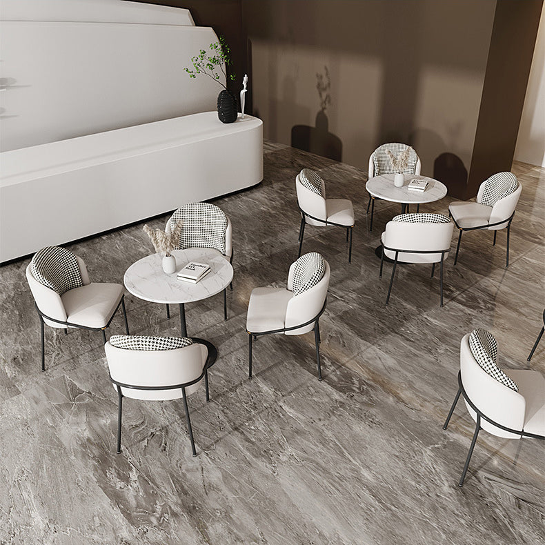 Glam Sintered Stone Dining Room Set Standard Height Metal Leg Dining Set with Round Table