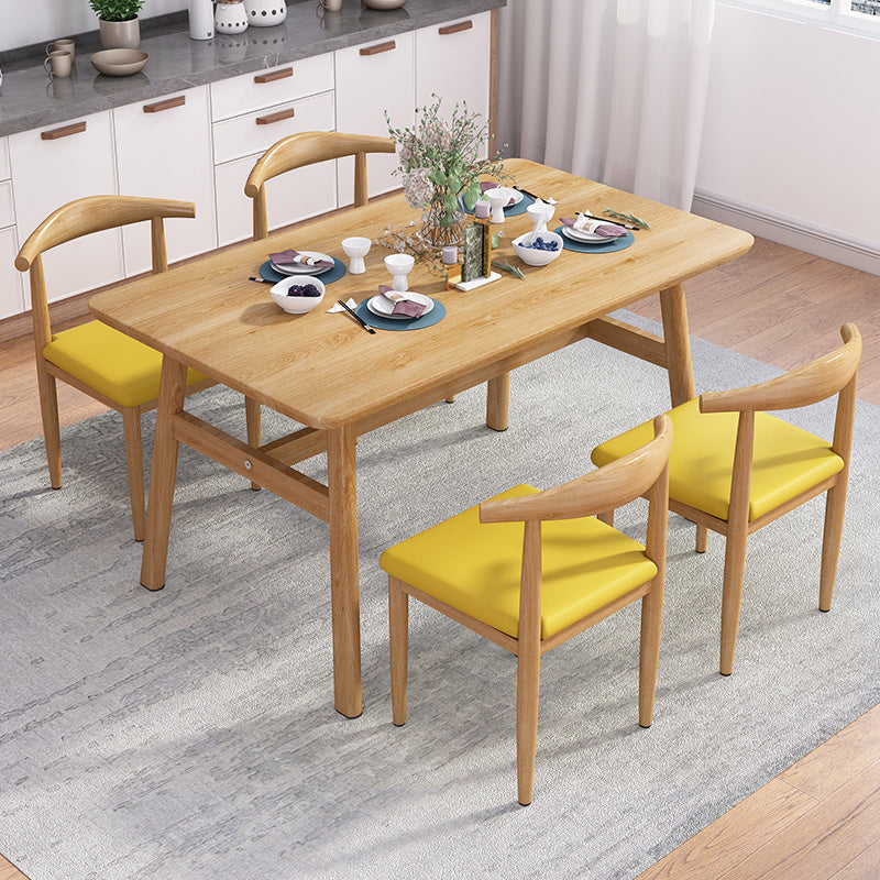 Rectangle Contemporary MDF Dining Room Set Standard Height Dining Furniture Set with Trestle Base