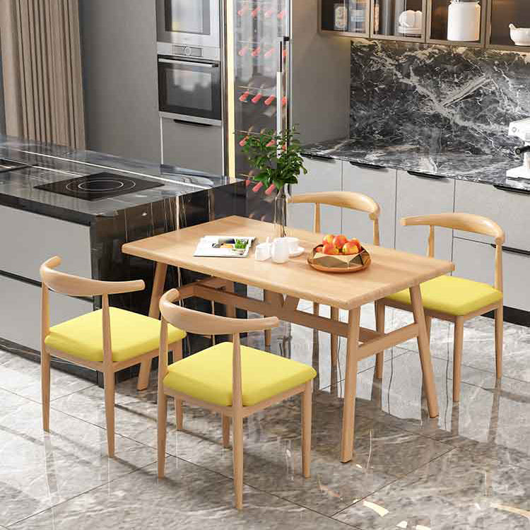 Rectángulo Conjunto de comedor contemporáneo MDF Conjunto de muebles de comedor de altura estándar con base de caballete