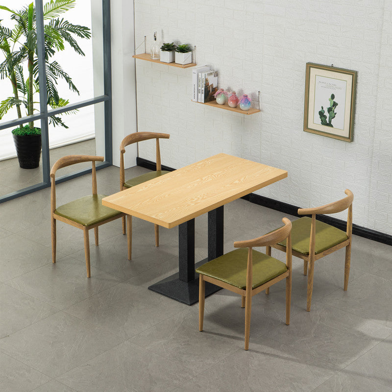 MDF 5 PCS Juego de comedor moderno con sillas de bocina de vaca Juego de comedor de altura estándar