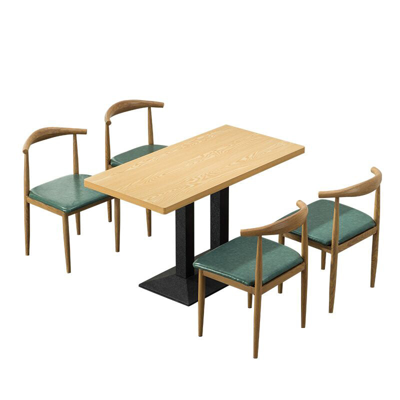 MDF 5 PCS Juego de comedor moderno con sillas de bocina de vaca Juego de comedor de altura estándar