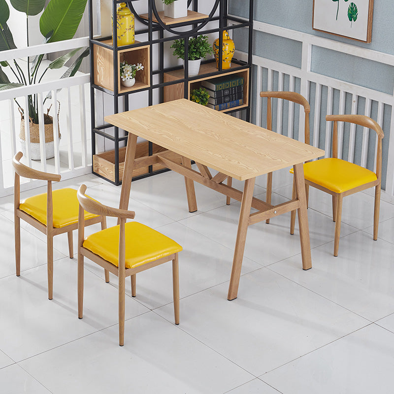 5 Pcs MDF Modern Dining Room Set with Rectangle Table and Pedestal Base Dining Set