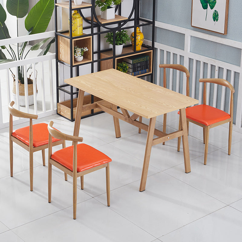 5 Pcs MDF Modern Dining Room Set with Rectangle Table and Pedestal Base Dining Set