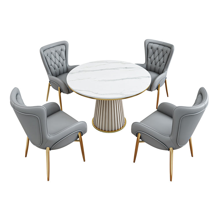 Scandinavian Fixed Dining Room Table Set with Pedestal Base Dining Table Furniture