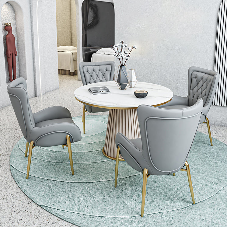 Scandinavian Fixed Dining Room Table Set with Pedestal Base Dining Table Furniture