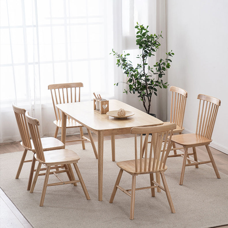 Contemporary Solid Wood Top Dining Set with 4 Legs Fixed Table Dinette Set for Restaurant