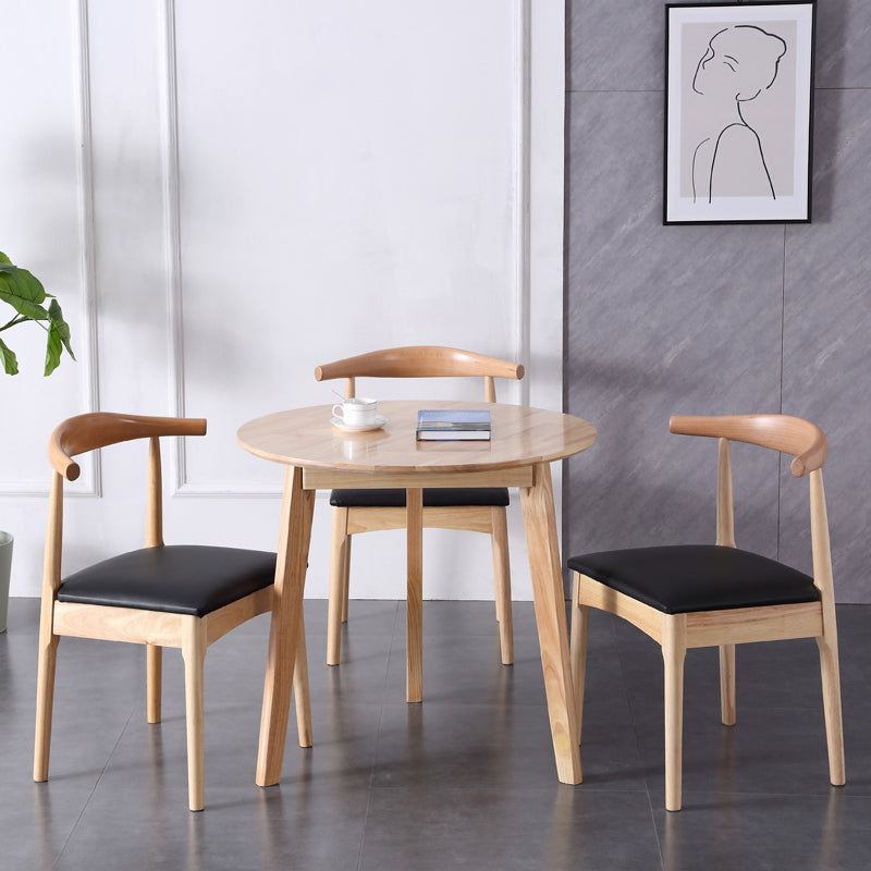 Modern Style Kitchen Dinette Set Solid Wood Top Dining Furniture Set with 3 Legs Base