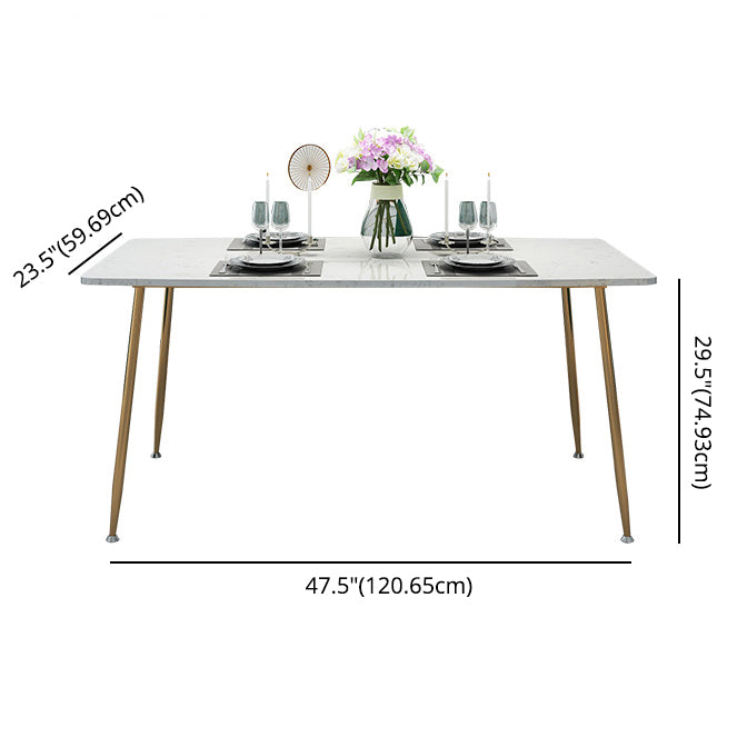 Scandinavian Faux Marble Top Dining Room Set with Rectangle Table and 4 Legs Base Dining Set