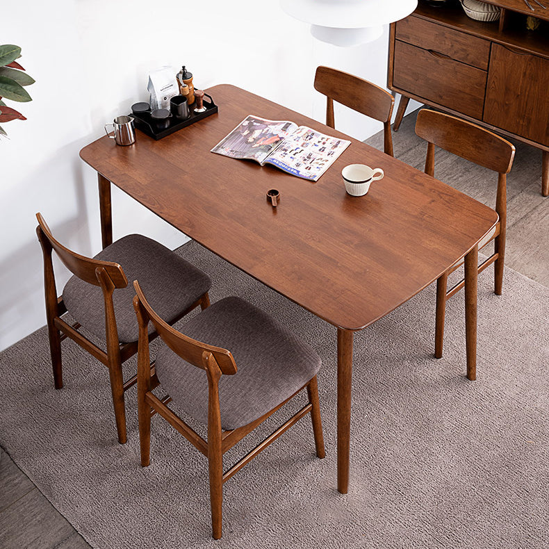 Modern Style Rectangle Dining Room Table Set Solid Wood Top Dinette Set with 4 Legs Table