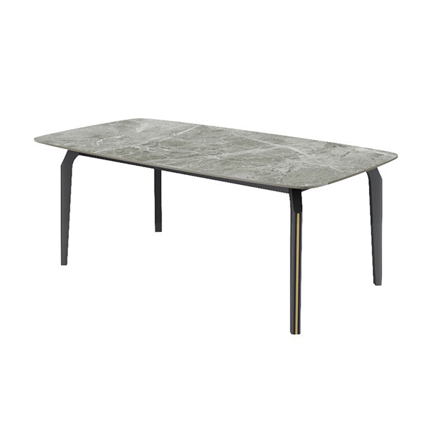 Minimalist Style Traditional Height Dining Set with Fixed Table and 4 Black Legs Base