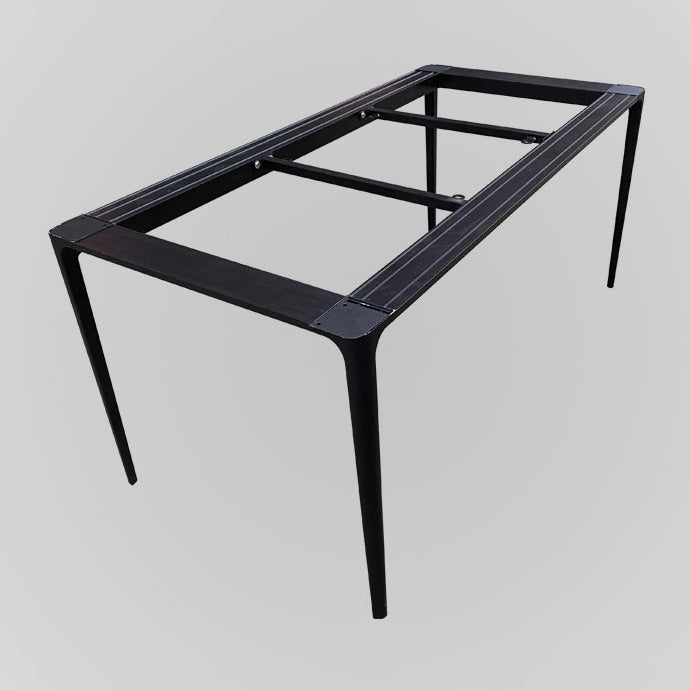 Modern Style Traditional Height Dining Set with White Fixed Table and 4 Black Legs Base