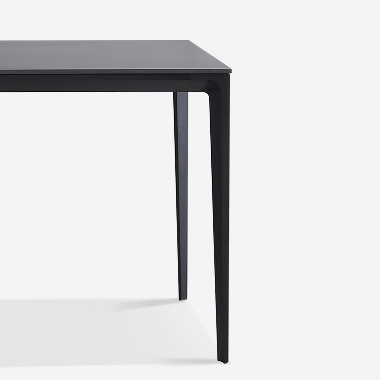 Modern Style Traditional Height Dining Set with Fixed Rectangle Shape Table and 4 Black Legs Base