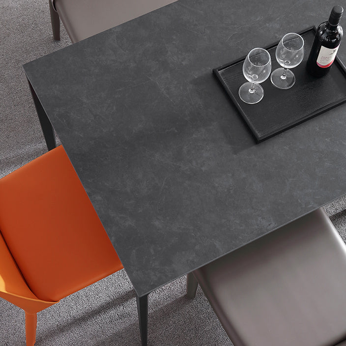 Modern Style Traditional Height Dining Set with Fixed Rectangle Shape Table and 4 Black Legs Base