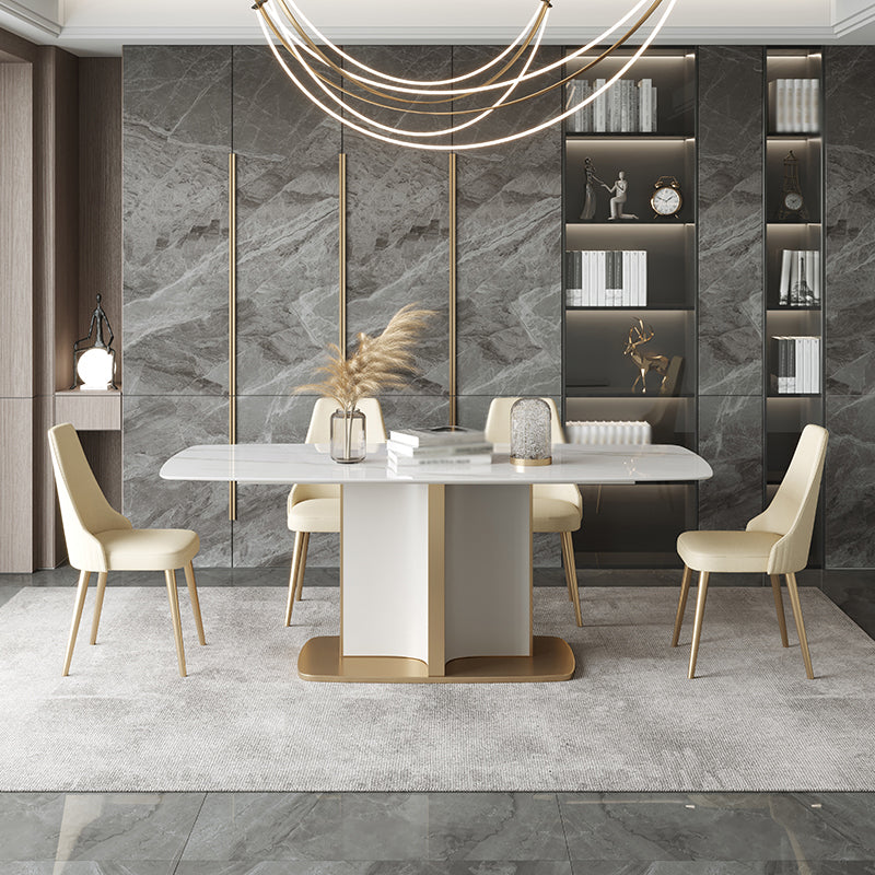 Moderner Stil Traditioneller Höhenfutter mit fester Rechteckform Table und Sockelbasis