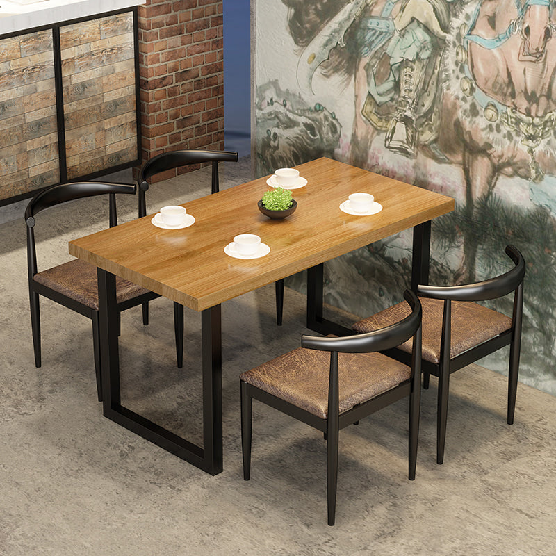 Industrial Style Solid Wood Dining Set with Traditional Height Table and Double Pedestal Base