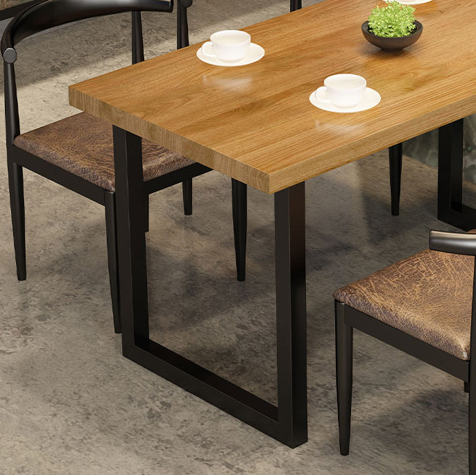 Industrial Style Solid Wood Dining Set with Traditional Height Table and Double Pedestal Base