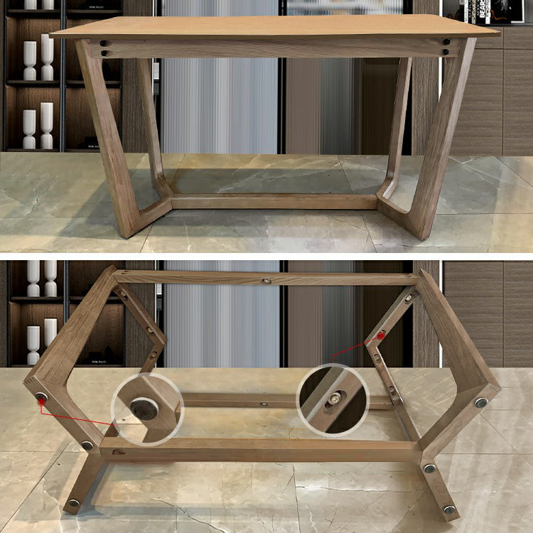 Contemporary Style Sintered Stone Dining Table with Grey Fixed Table and Trestle Base