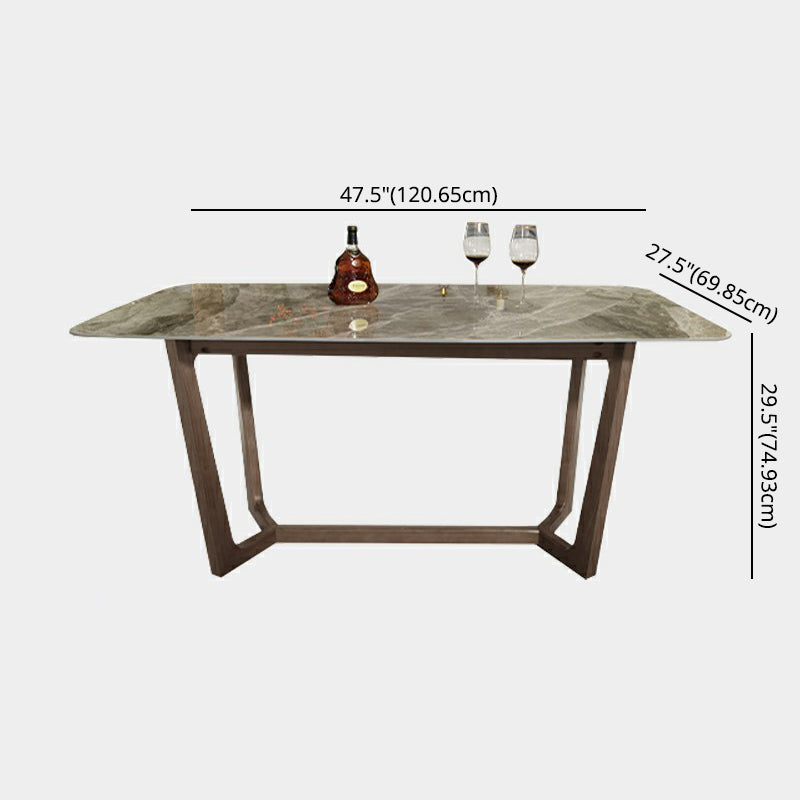Contemporary Style Sintered Stone Dining Table with Grey Fixed Table and Trestle Base