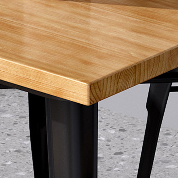 Industrial Style Solid Wood Dining Set with Fixed Table and 4 Legs Base for Home Use