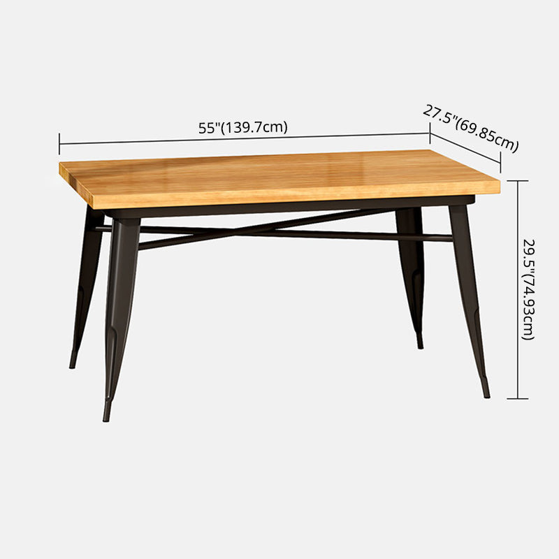 Industrial Style Solid Wood Dining Set with Fixed Table and 4 Legs Base for Home Use