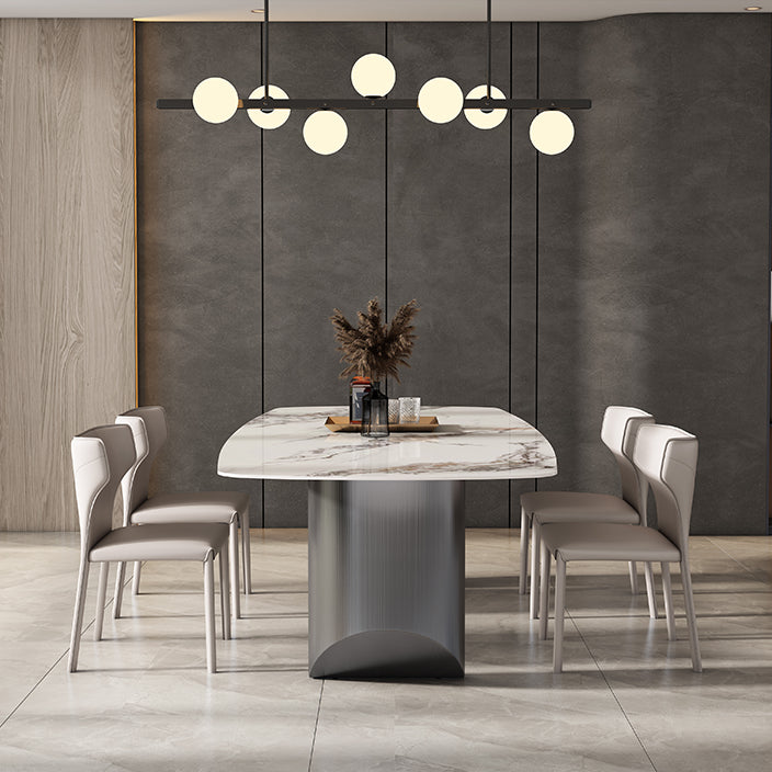 Minimalist Style Dining Table Set with Rectangle Shape Table and Upholstery Chairs