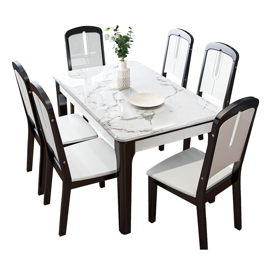 Dining Room Set Modern with Sintered Stone Dining Table and Solid Wood Chairs