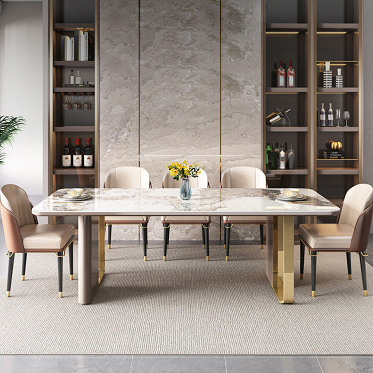 Dining Table Set Modern with Sintered Stone Dining Table and Padded Chairs