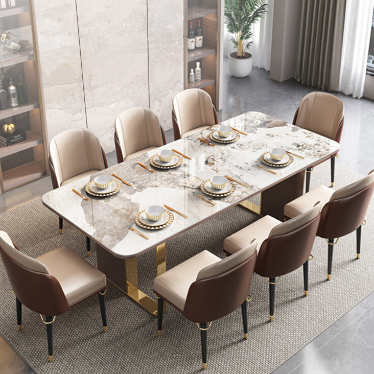 Dining Table Set Modern with Sintered Stone Dining Table and Padded Chairs