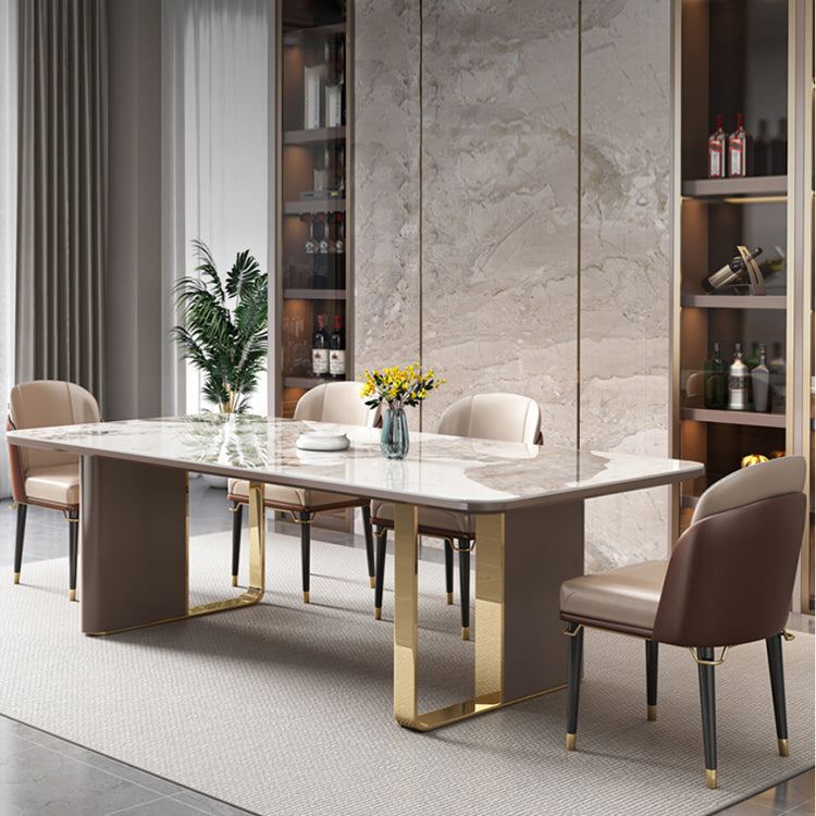 Dining Table Set Modern with Sintered Stone Dining Table and Padded Chairs