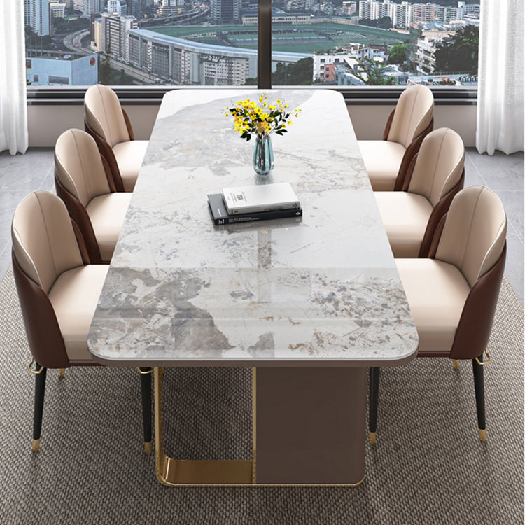 Dining Table Set Modern with Sintered Stone Dining Table and Padded Chairs