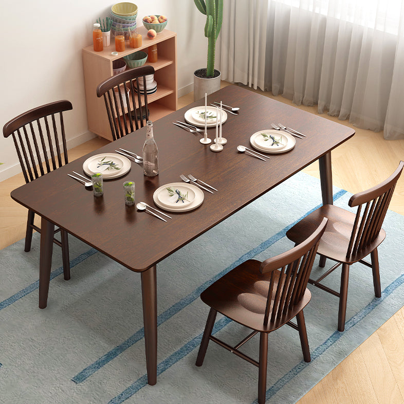 Minimalist Solid Wood Dining Set with Rubberwood Wood Dining Table and Chairs