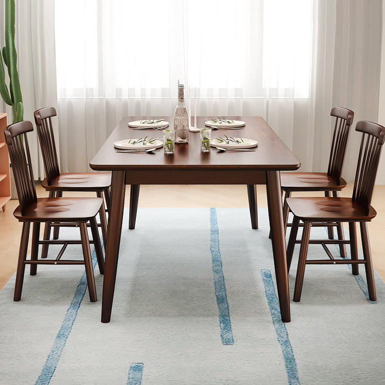 Minimalist Solid Wood Dining Set with Rubberwood Wood Dining Table and Chairs