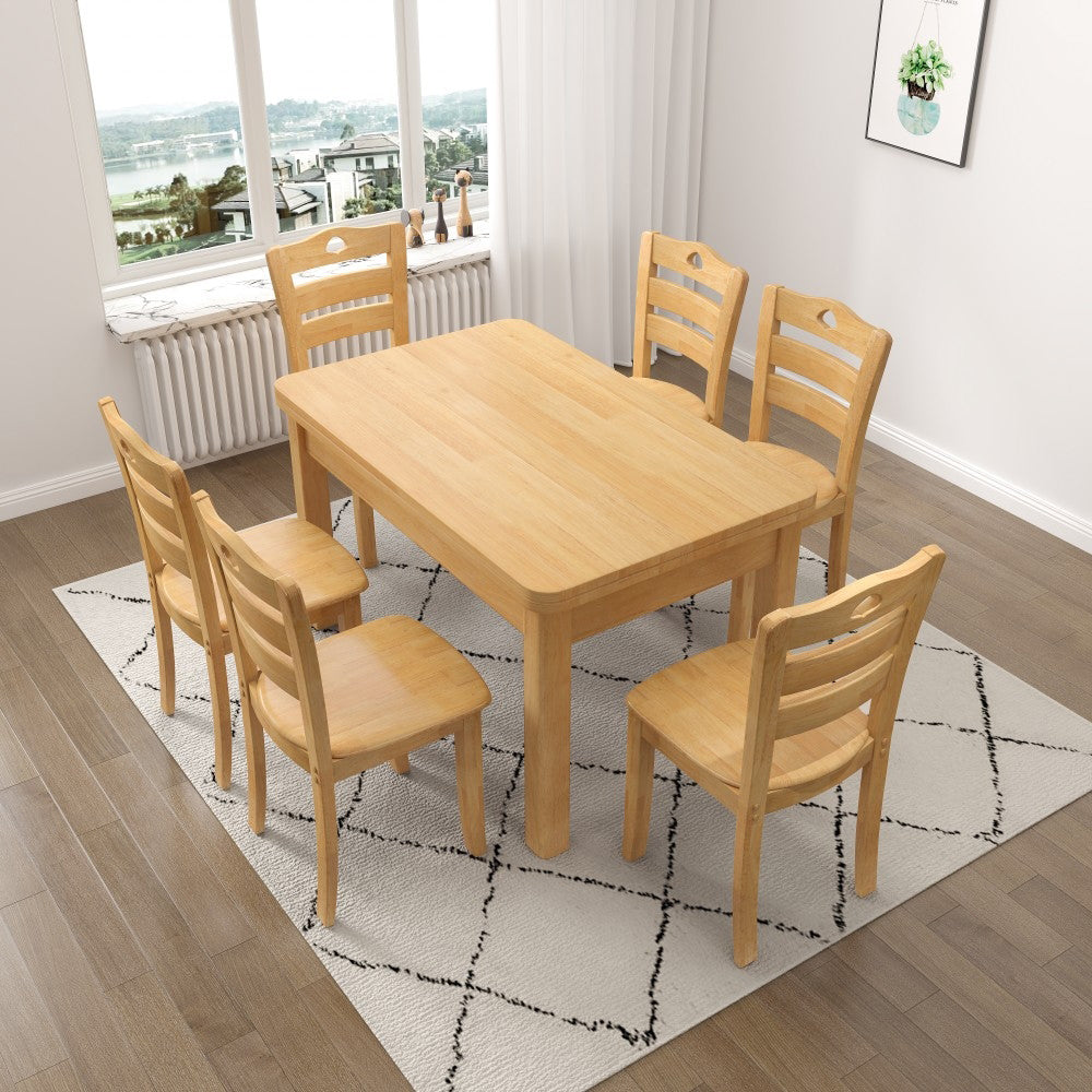 Contemporary Style Dining Room Table Set with Solid Wood Table and Chairs