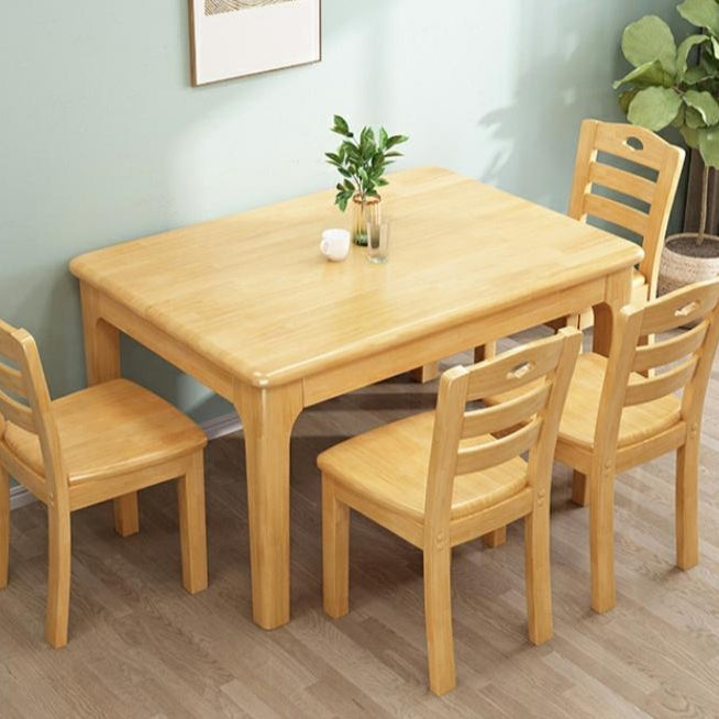 Contemporary Style Dining Room Table Set with Solid Wood Table and Chairs