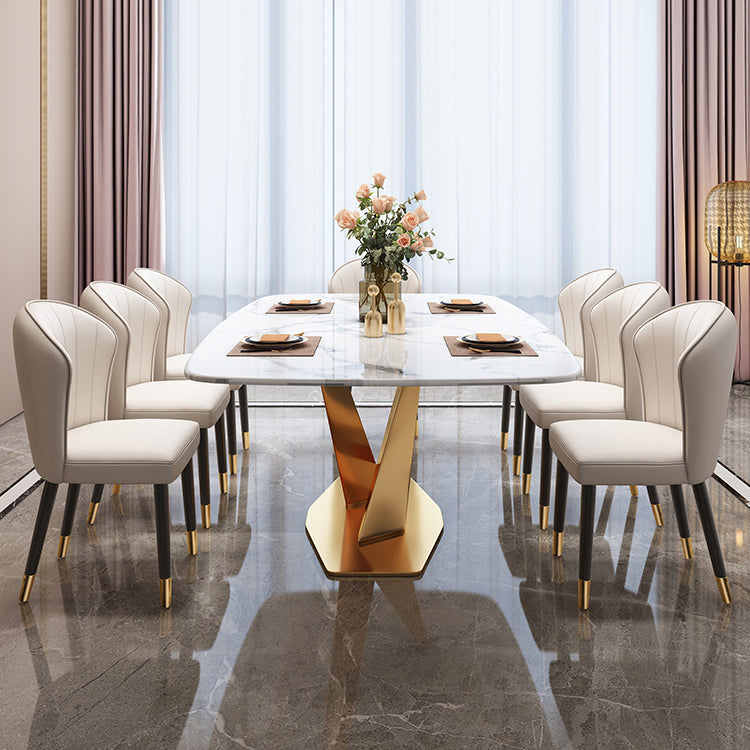Modern Rectangle Sintered Stone Dining Table for 4/6 with Metal Base Dining Set for Restaurant