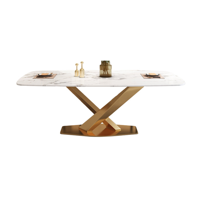 Modern Rectangle Sintered Stone Dining Table for 4/6 with Metal Base Dining Set for Restaurant