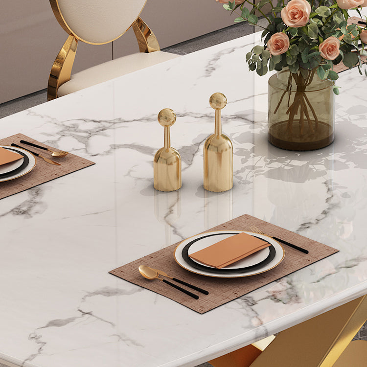 Modern Rectangle Sintered Stone Dining Table for 4/6 with Metal Base Dining Set for Restaurant