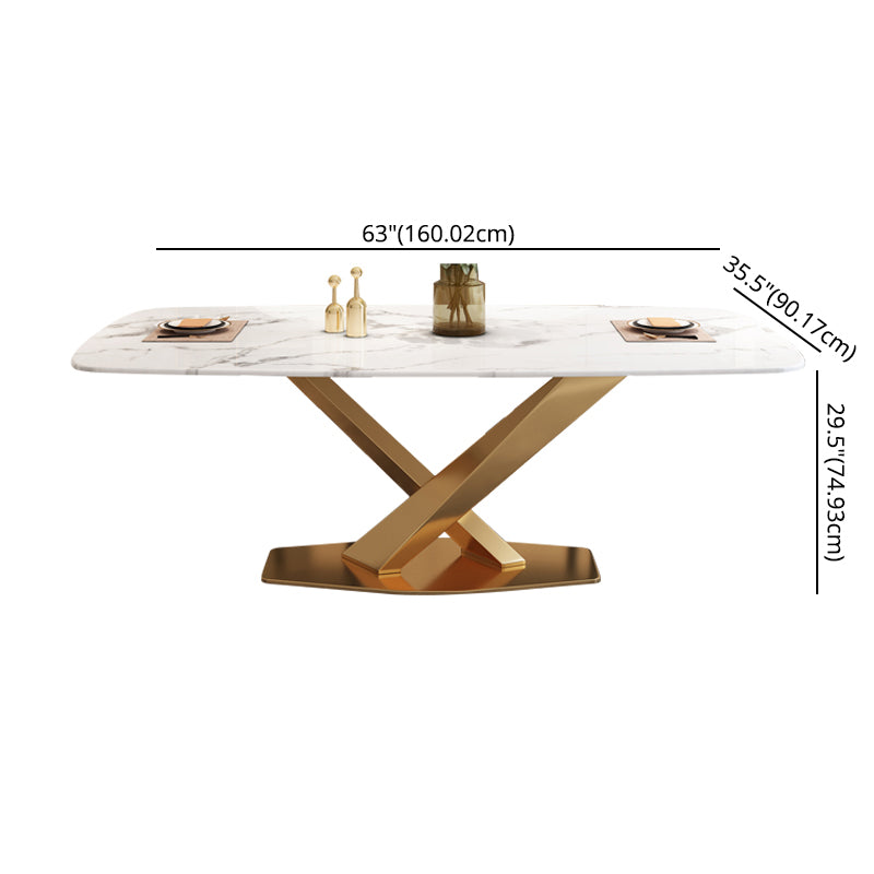 Modern Rectangle Sintered Stone Dining Table for 4/6 with Metal Base Dining Set for Restaurant