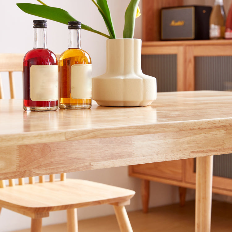 Juego de mesa de madera de 5/7 con mesa rectángulo juego de comedor moderno con sillas Winsor para restaurante