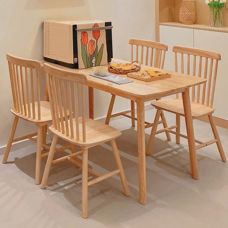 Juego de mesa de madera de 5/7 con mesa rectángulo juego de comedor moderno con sillas Winsor para restaurante
