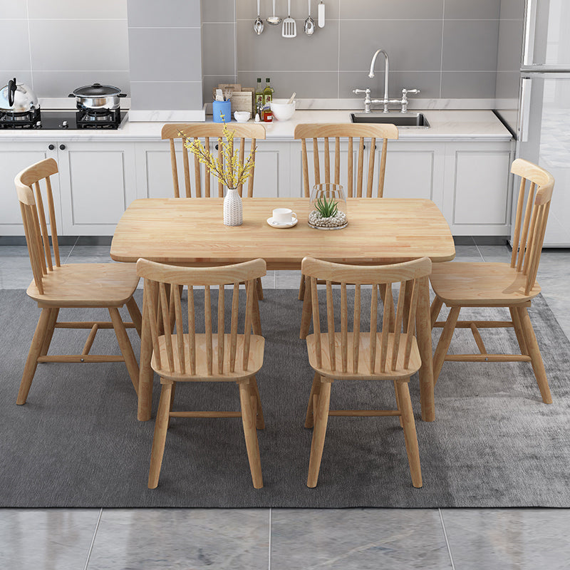 Moderne houten tafel set van 5/7 met rechthoektafel dinerset met winsorstoelen