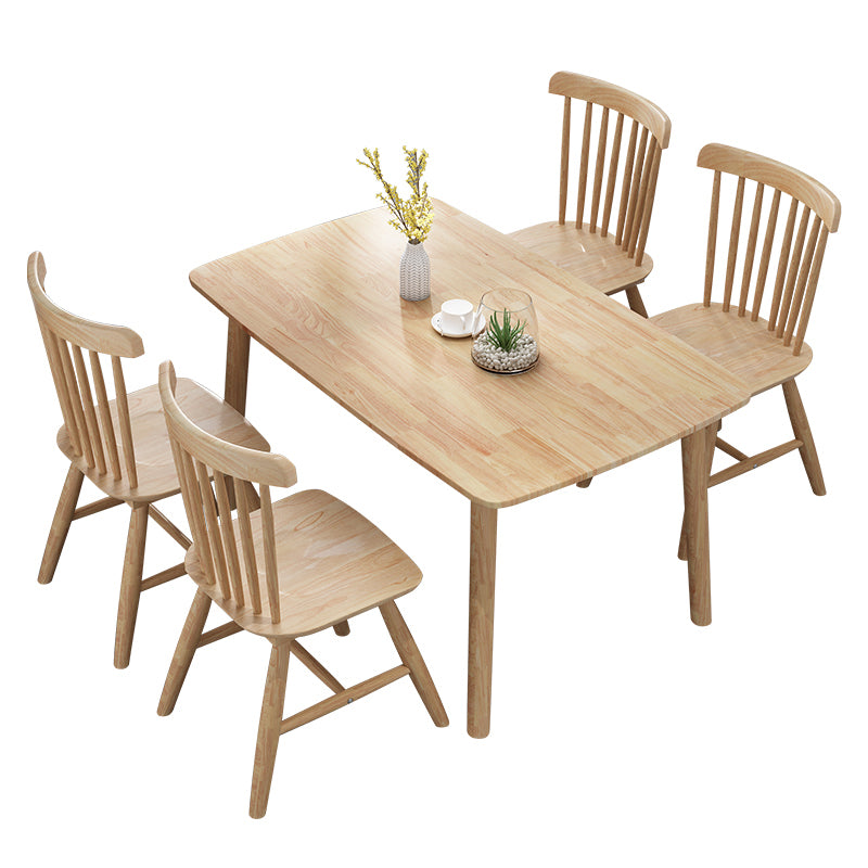 Moderne houten tafel set van 5/7 met rechthoektafel dinerset met winsorstoelen