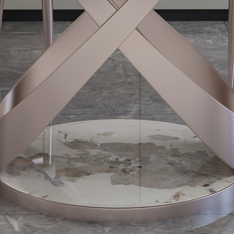 Mesa de comedor de piedra sinterizada nórdica de 5/7 con comedor de base de pedestal para restaurante